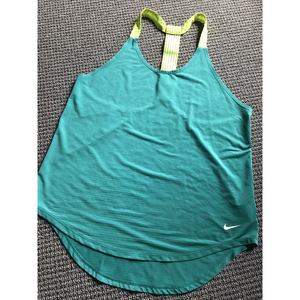 Nike DriFit Womens Tank Top Green Lime Racerback Just Do It Graphicβ Medium